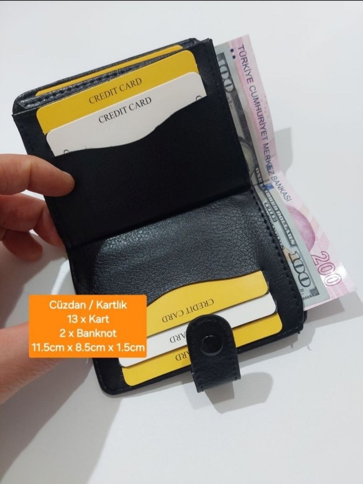 Siyah Erkek suni Deri Cüzdan 13 Kartlık - Görsel 4