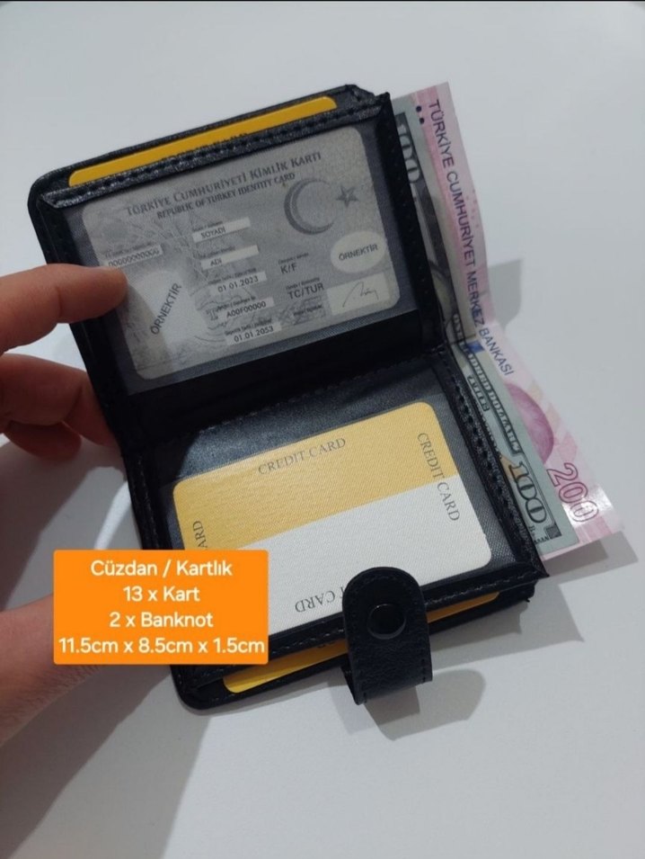 Siyah Erkek suni Deri Cüzdan 13 Kartlık - Görsel 3