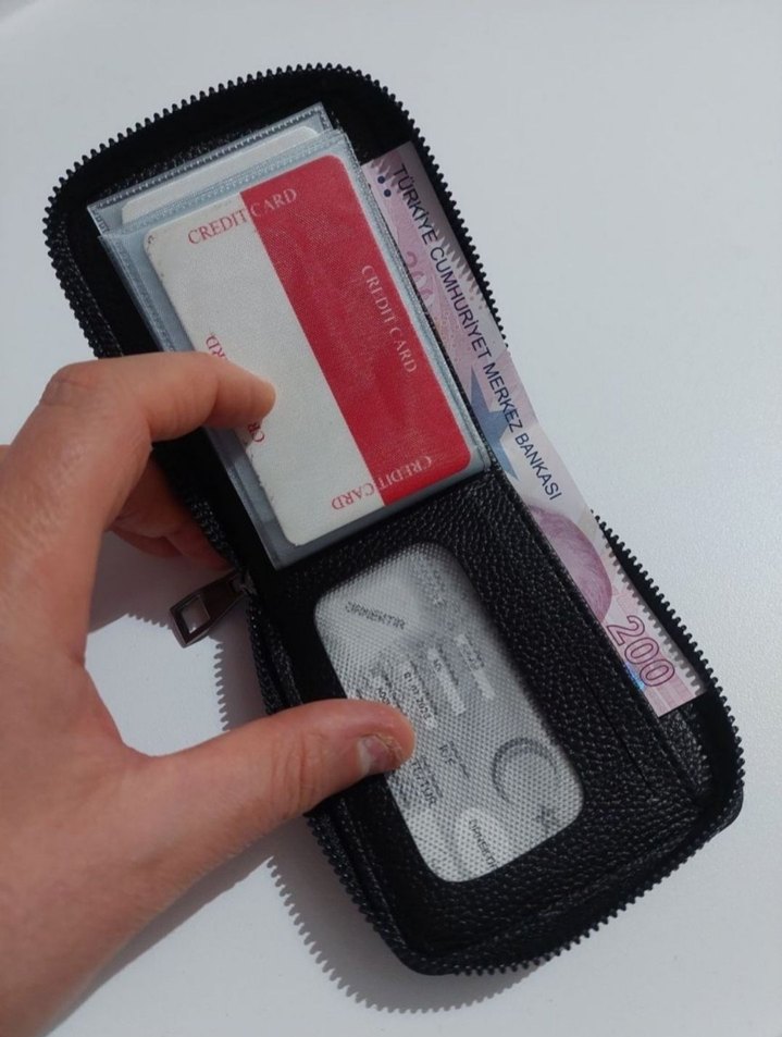 Fermuarlı Siyah Erkek Cüzdanı 12 Kartlık - Görsel 2