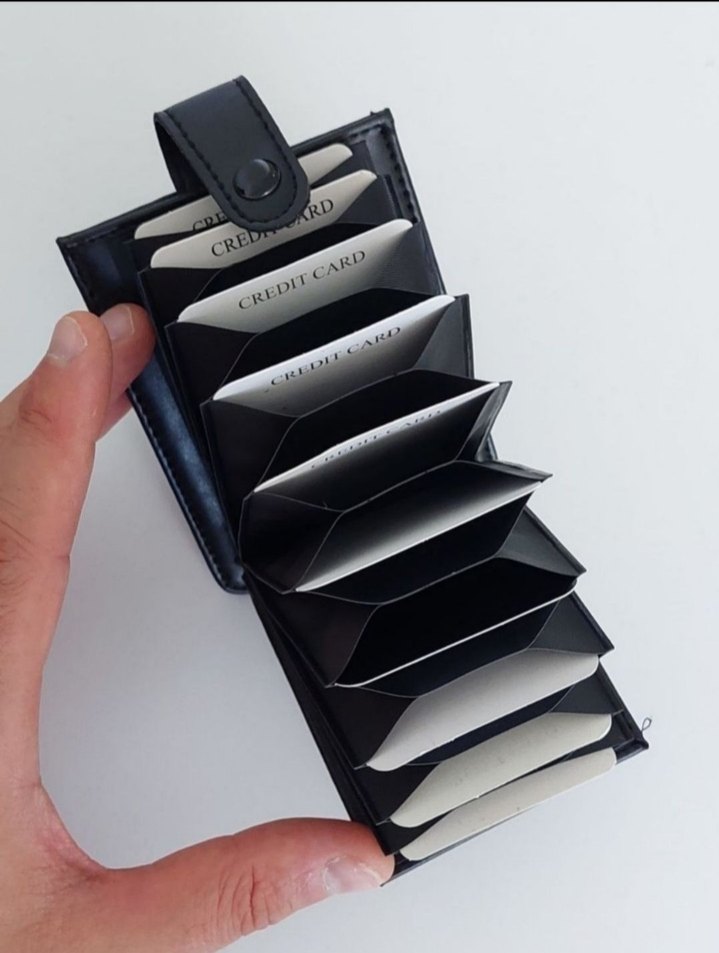 Siyah Erkek Akordiyon Kartlık Cüzdan - Görsel 2