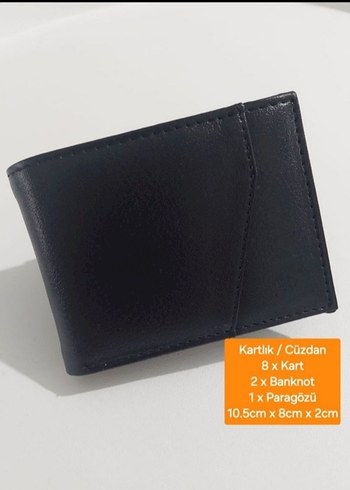 Siyah Erkek suni Deri Cüzdan 8 Kartlık - Görsel 2
