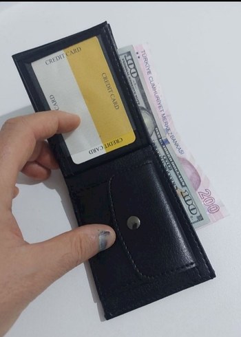 Siyah Erkek suni Deri Cüzdan 8 Kartlık - Görsel 4