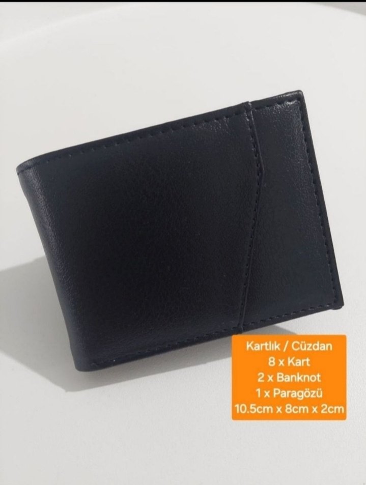 Siyah Erkek suni Deri Cüzdan 8 Kartlık - Görsel 2