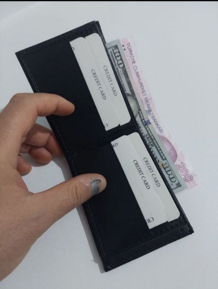 Siyah Erkek suni Deri Cüzdan 8 Kartlık - Görsel 3