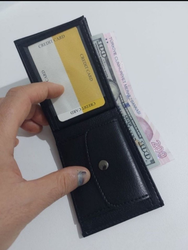 Siyah Erkek suni Deri Cüzdan 8 Kartlık - Görsel 4