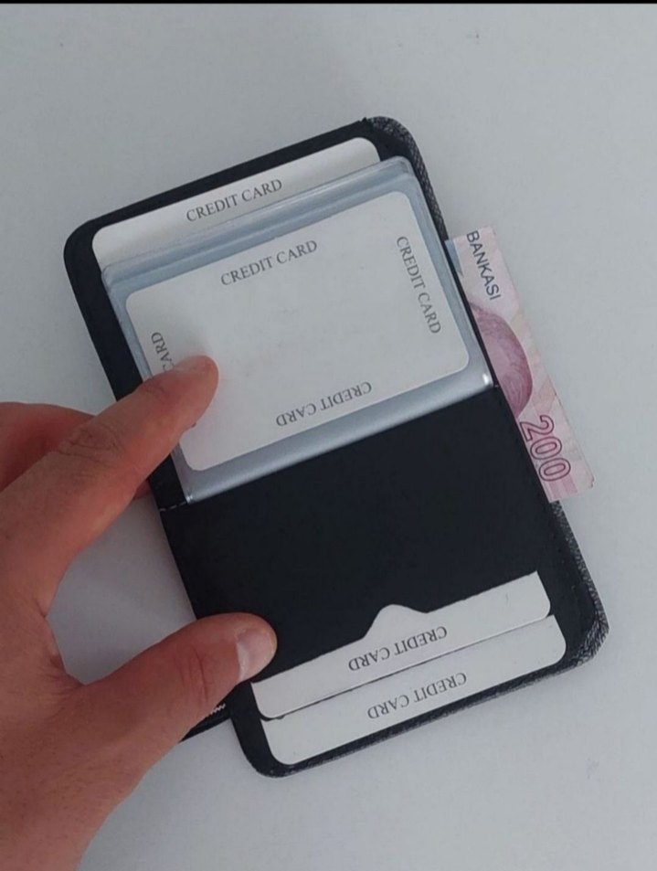 Gri Erkek Cüzdanı, 17 Kartlık, 1 Banknotluk - Görsel 3