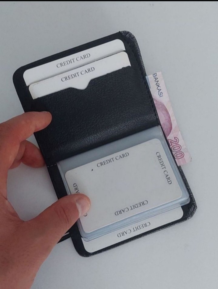 Gri Erkek Cüzdanı, 17 Kartlık, 1 Banknotluk - Görsel 2