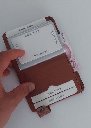 Kahverengi suni Deri Kartlık Cüzdan - Görsel 3