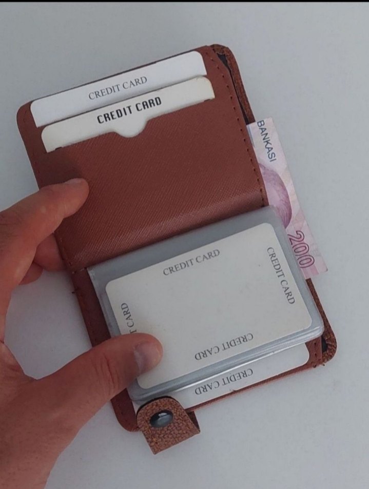 Kahverengi suni Deri Kartlık Cüzdan - Görsel 2