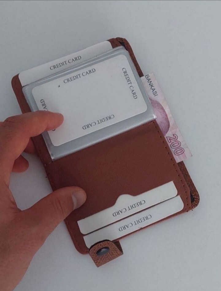 Kahverengi suni Deri Kartlık Cüzdan - Görsel 3