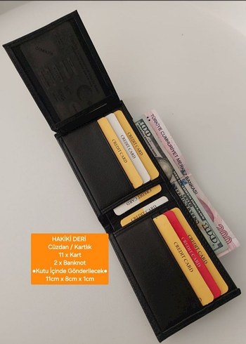 Hakiki Deri Siyah Erkek Cüzdanı 11 Kartlık - Görsel 2