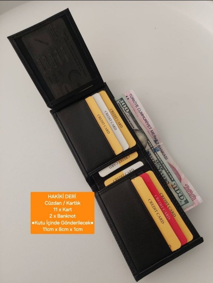 Hakiki Deri Siyah Erkek Cüzdanı 11 Kartlık - Görsel 2