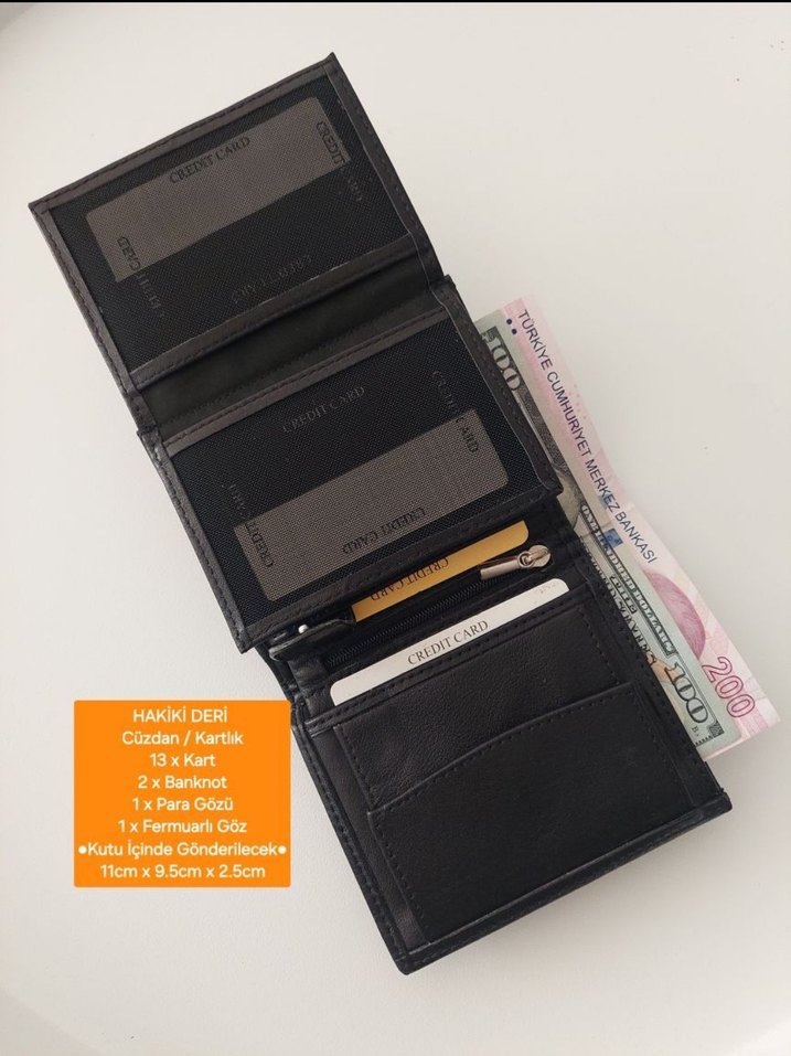 Siyah Hakiki Deri Erkek Cüzdanı - Görsel 2