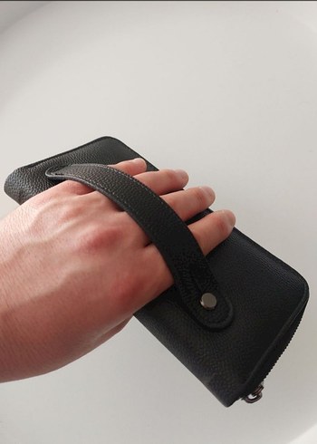 Suni Deri Fermuarlı Erkek Cüzdanı Siyah - Görsel 4