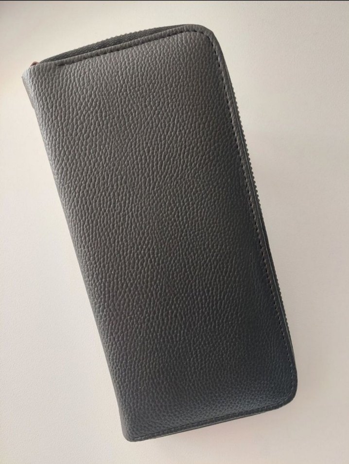 Suni Deri Fermuarlı Erkek Cüzdanı Siyah - Görsel 2