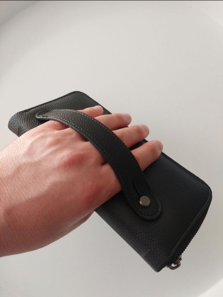 Suni Deri Fermuarlı Erkek Cüzdanı Siyah - Görsel 4