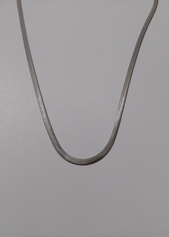 Gri Yılan Desenli Paslanmaz Çelik Kolye 50cm - Görsel 2