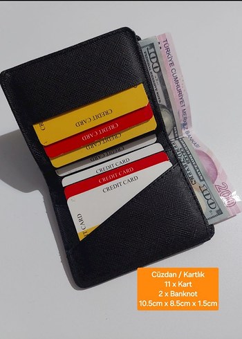 Siyah Erkek Cüzdanı 11 Kartlık, 2 Banknotluk - Görsel 2