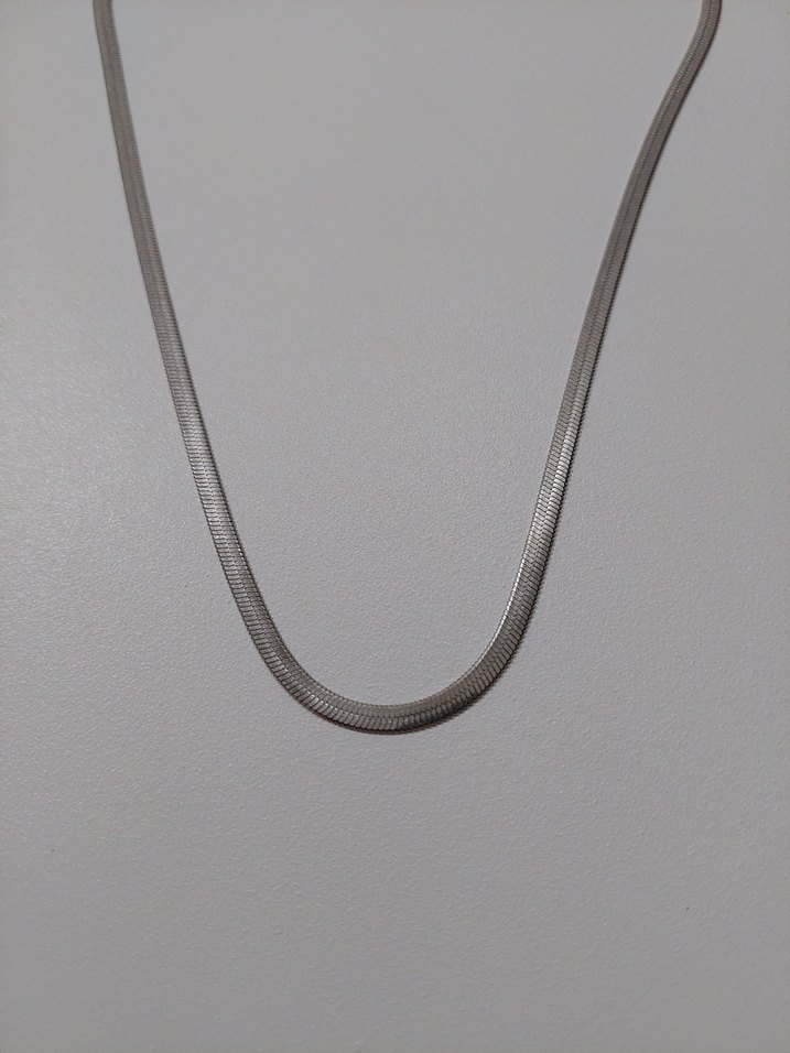 Gri Yılan Desenli Zincir Kolye 50cm - Görsel 2