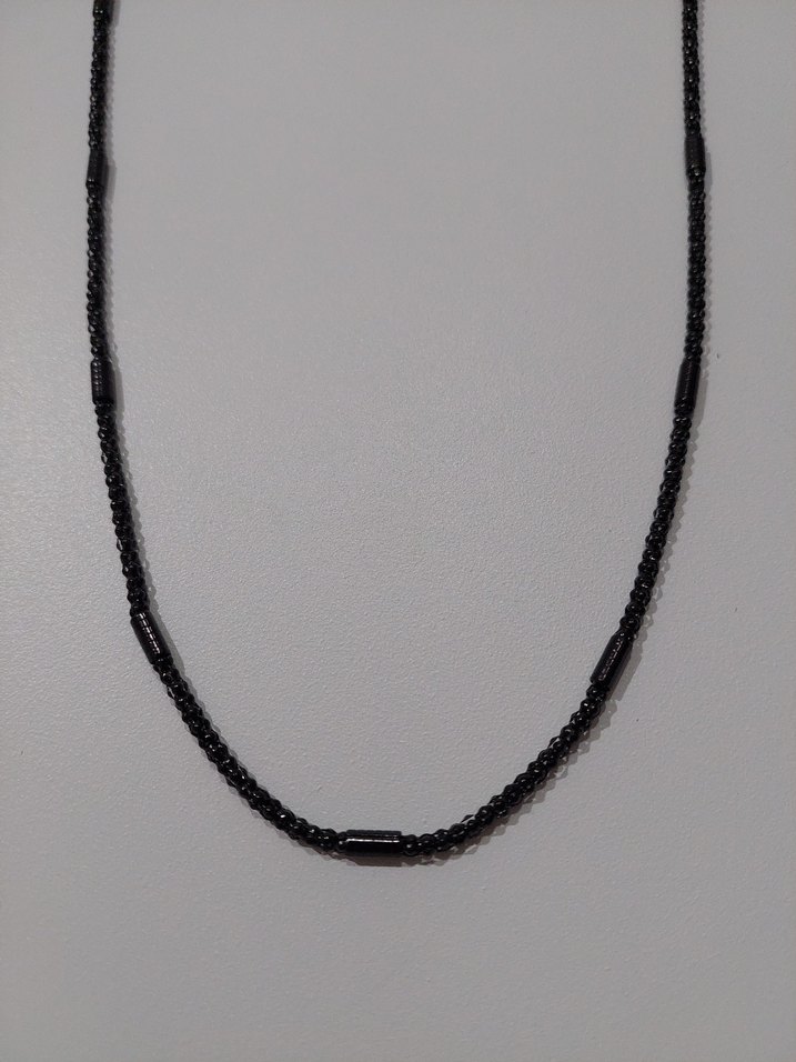 Paslanmaz Çelik Siyah Zincir Kolye 60cm - Görsel 2