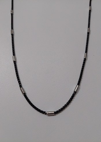 Paslanmaz Çelik Siyah Erkek Kolye 60cm - Görsel 2