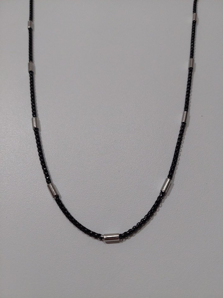 Paslanmaz Çelik Siyah Erkek Kolye 60cm - Görsel 2