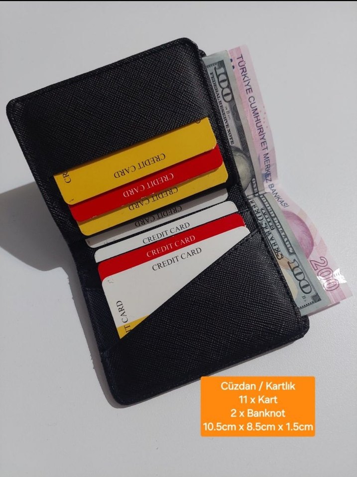 Siyah Erkek suni Deri Cüzdan 11 Kartlık - Görsel 2