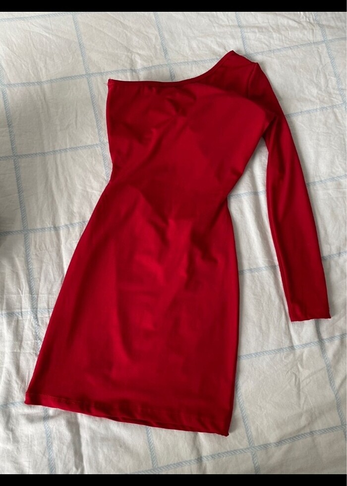 tek omuzlu mini elbise - Görsel 2