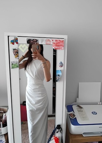 Trendyol & Milla Beyaz Drapeli trendyol Midi Elbise