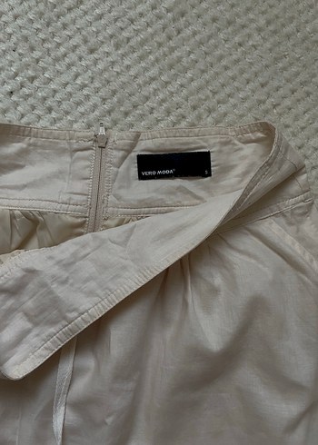 Bej Keten Pilili Etek - Görsel 2