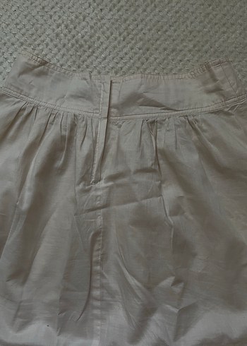 Bej Keten Pilili Etek - Görsel 3