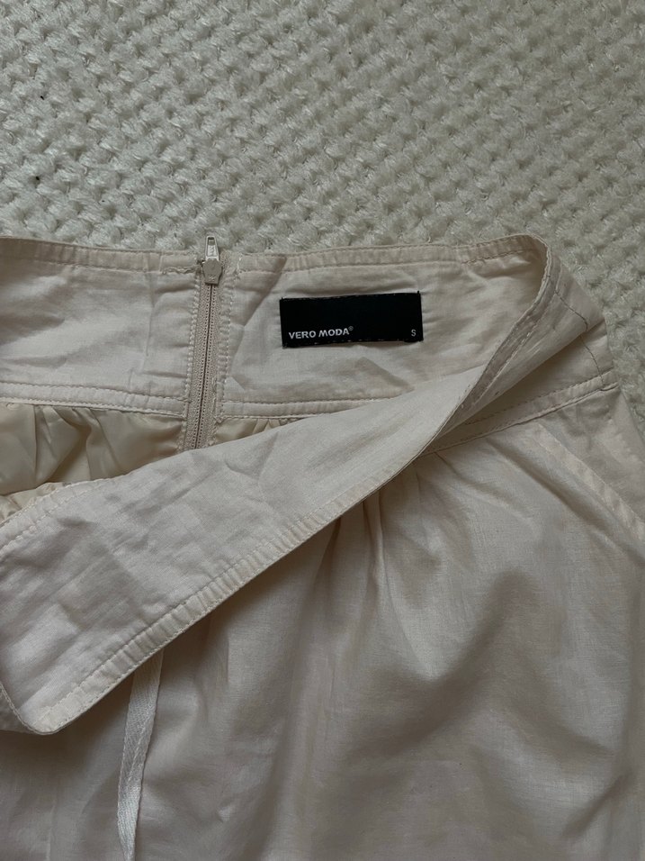 Bej Keten Pilili Etek - Görsel 2