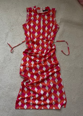 Pembe Tie-Dye Bisiklet Yaka Kolsuz Mini Elbise - Görsel 2