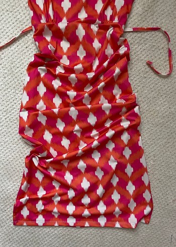 Pembe Tie-Dye Bisiklet Yaka Kolsuz Mini Elbise - Görsel 4