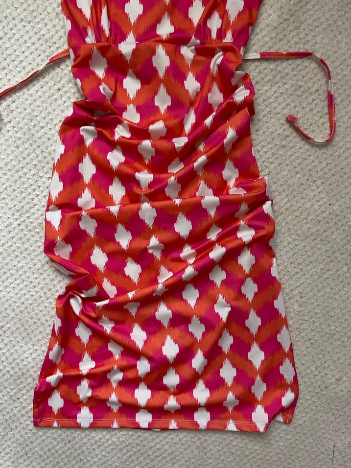 Pembe Tie-Dye Bisiklet Yaka Kolsuz Mini Elbise - Görsel 4