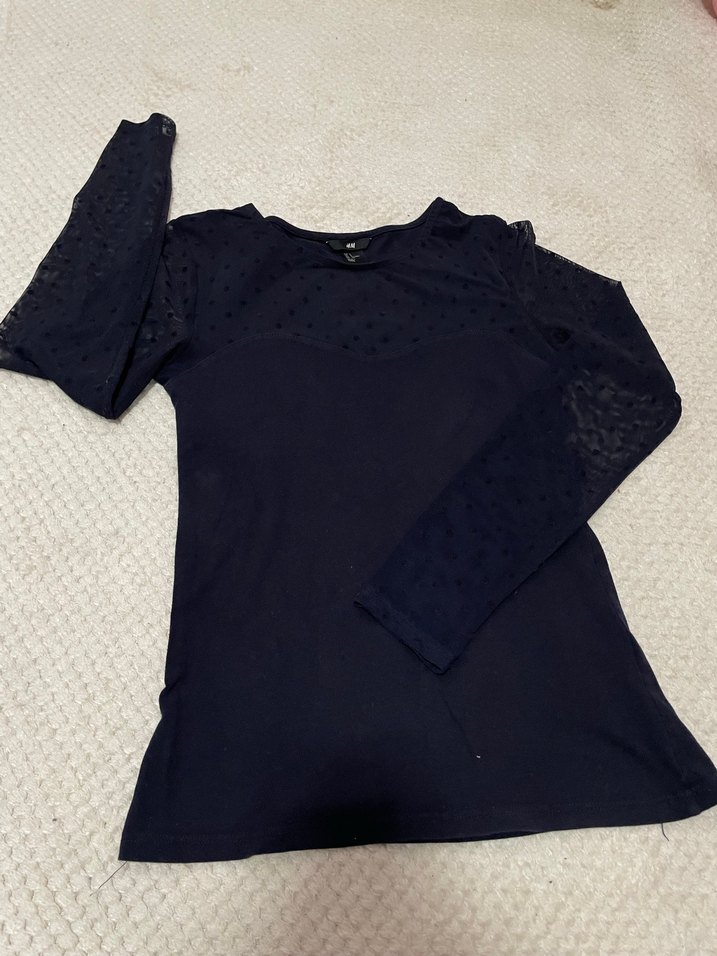 Siyah Dantel Detaylı Uzun Kollu Kadın Bluz - Görsel 3