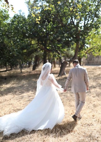 Beyaz A Kesim Uzun Gelinlik. - Görsel 2