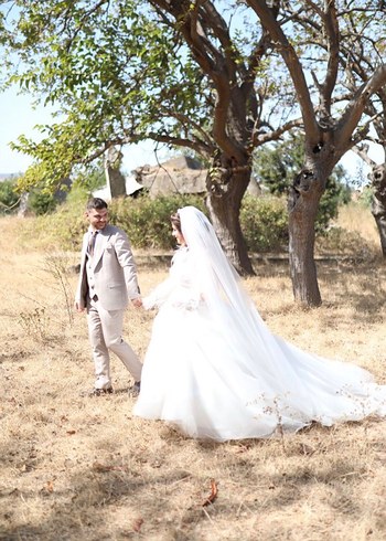 Beyaz A Kesim Uzun Gelinlik. - Görsel 4