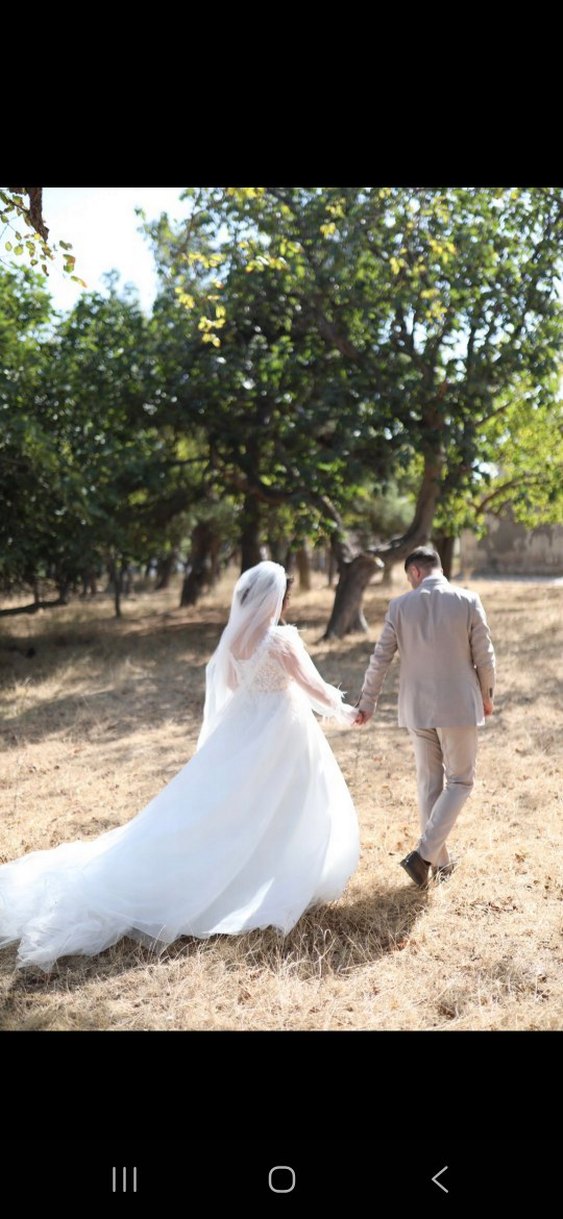 Beyaz A Kesim Uzun Gelinlik. - Görsel 2