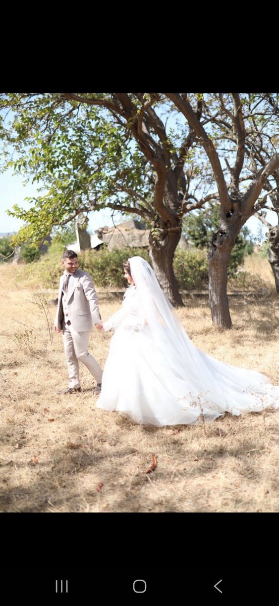 Beyaz A Kesim Uzun Gelinlik. - Görsel 4