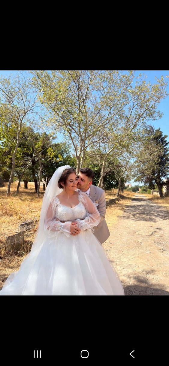 Beyaz A Kesim Uzun Gelinlik. - Görsel 3