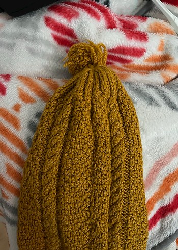 Bohem Tarz Sarı Örgü Kadın Bere - Görsel 2