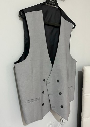 Düğmeli Gri Erkek Yelek - Görsel 2