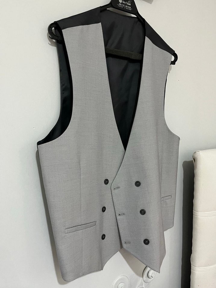 Düğmeli Gri Erkek Yelek - Görsel 2