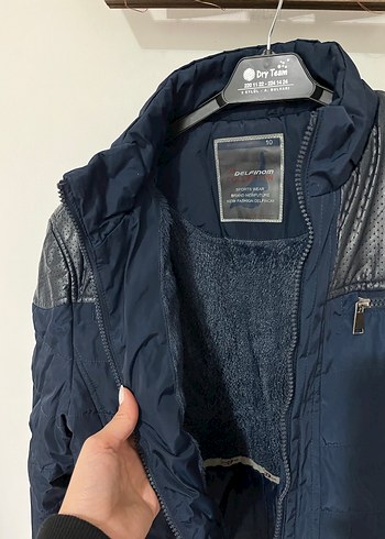 Erkek çocuk Lacivert Deri Detaylı Biker Ceket - Görsel 6