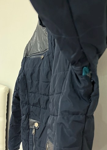 Erkek çocuk Lacivert Deri Detaylı Biker Ceket - Görsel 5