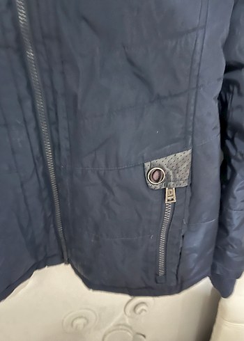 Erkek çocuk Lacivert Deri Detaylı Biker Ceket - Görsel 4