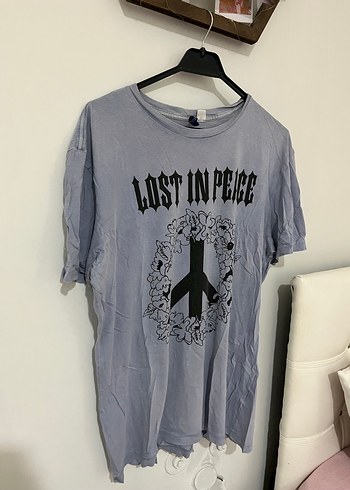 Gri Baskılı Loose Tişört - Görsel 2