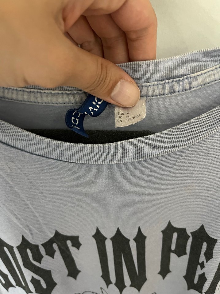 Gri Baskılı Loose Tişört - Görsel 3