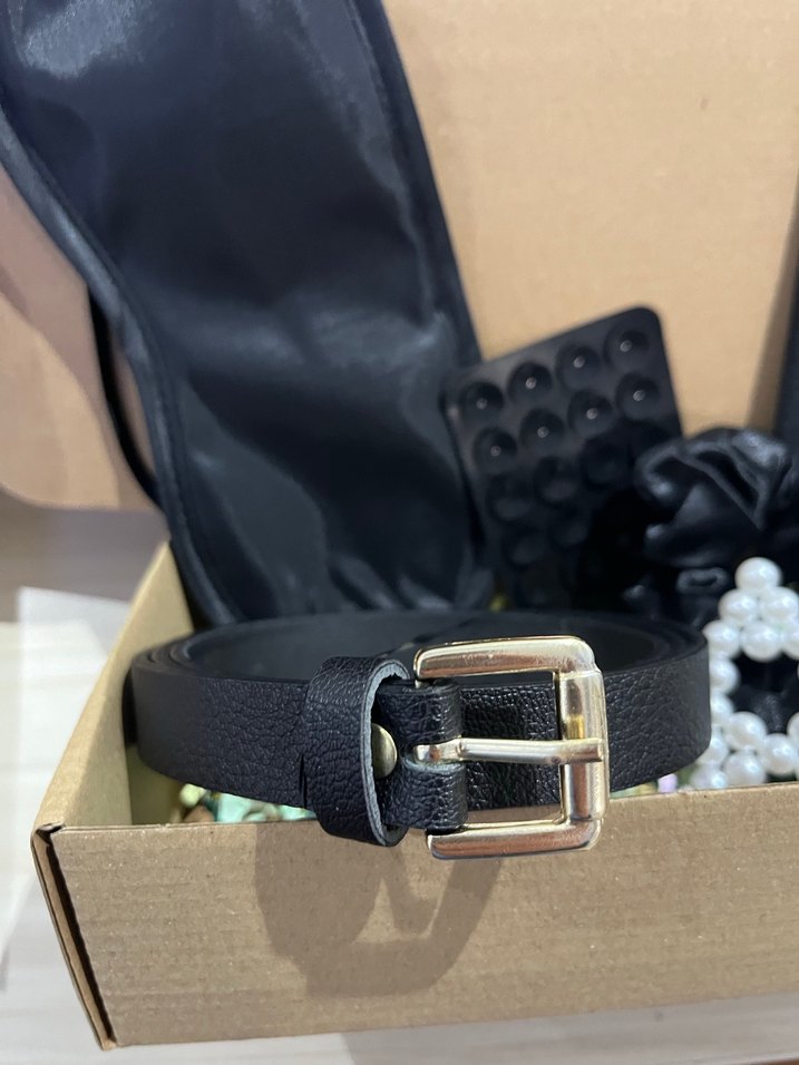 Siyah Deri Mini Kemerli Kutu Seti - Görsel 2